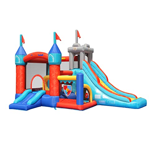 Bounceland Medieval Bounce Castle Bounce House with Slide & Ball Pit [Blower NOT Included], Basketball Hoop and Ball Toss Game Included, Long Fun Slide, Obstacle Courts, Castle Theme